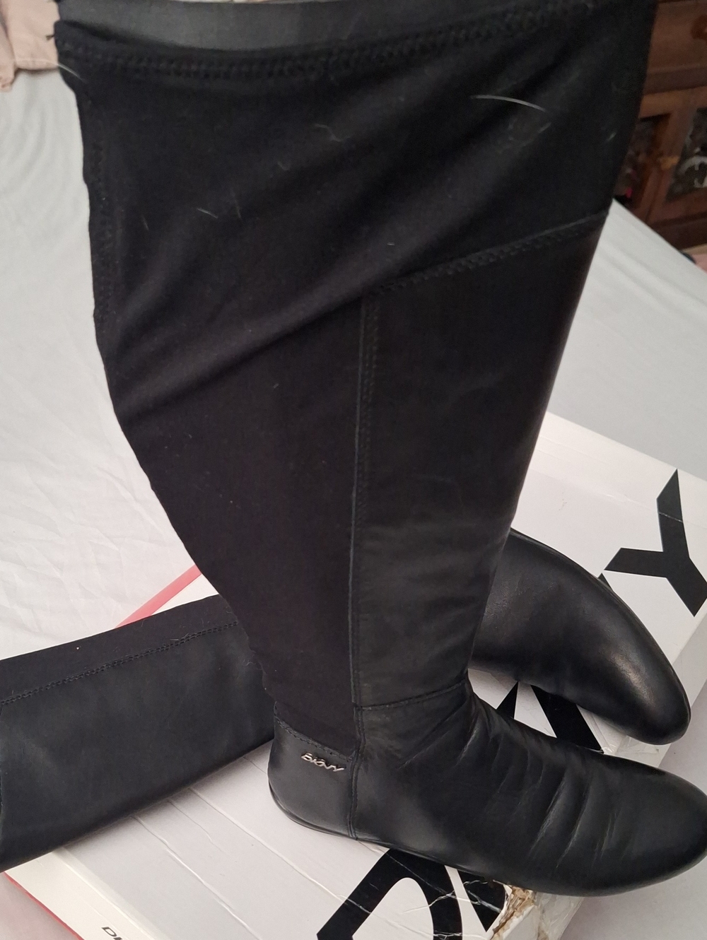 DKNY Black Over-the-Knee Stretch Boots